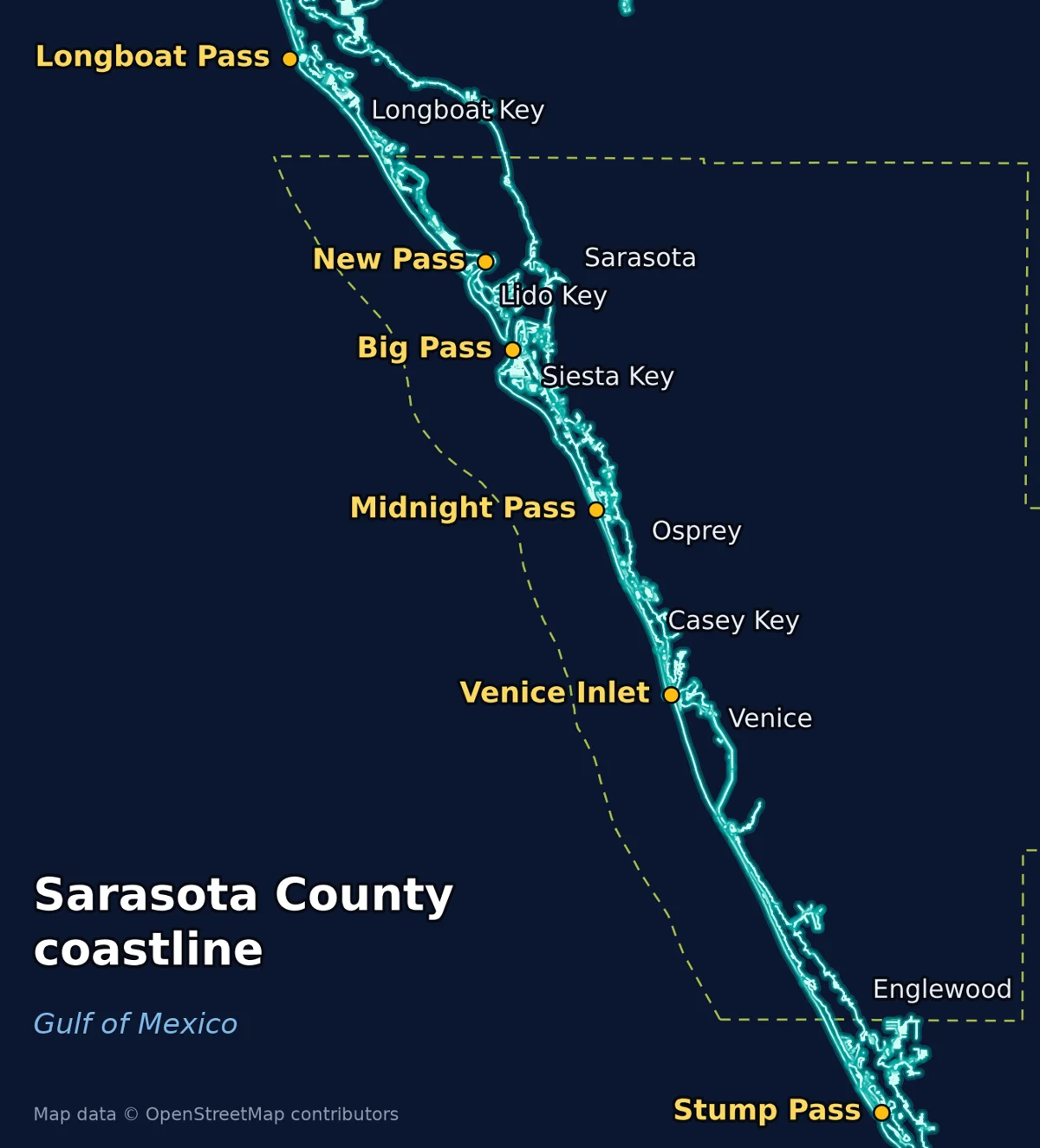 Sarasota County coastline